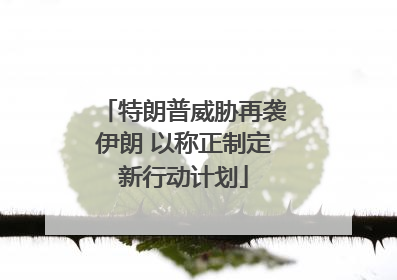 特朗普威胁再袭伊朗 以称正制定新行动计划